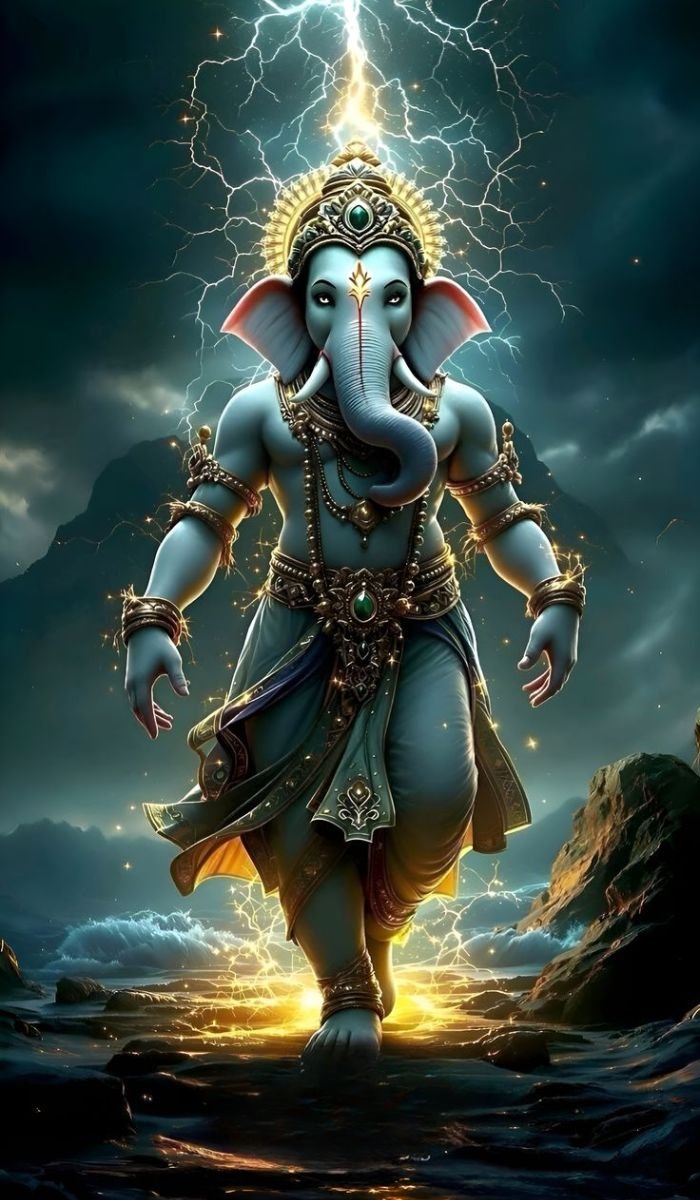 ganpati photo dp 4K with mantra overlay