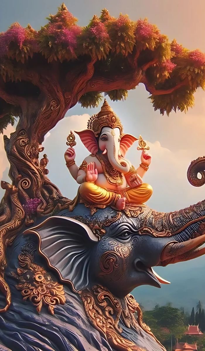 ganpati photo dp aesthetic with rangoli design