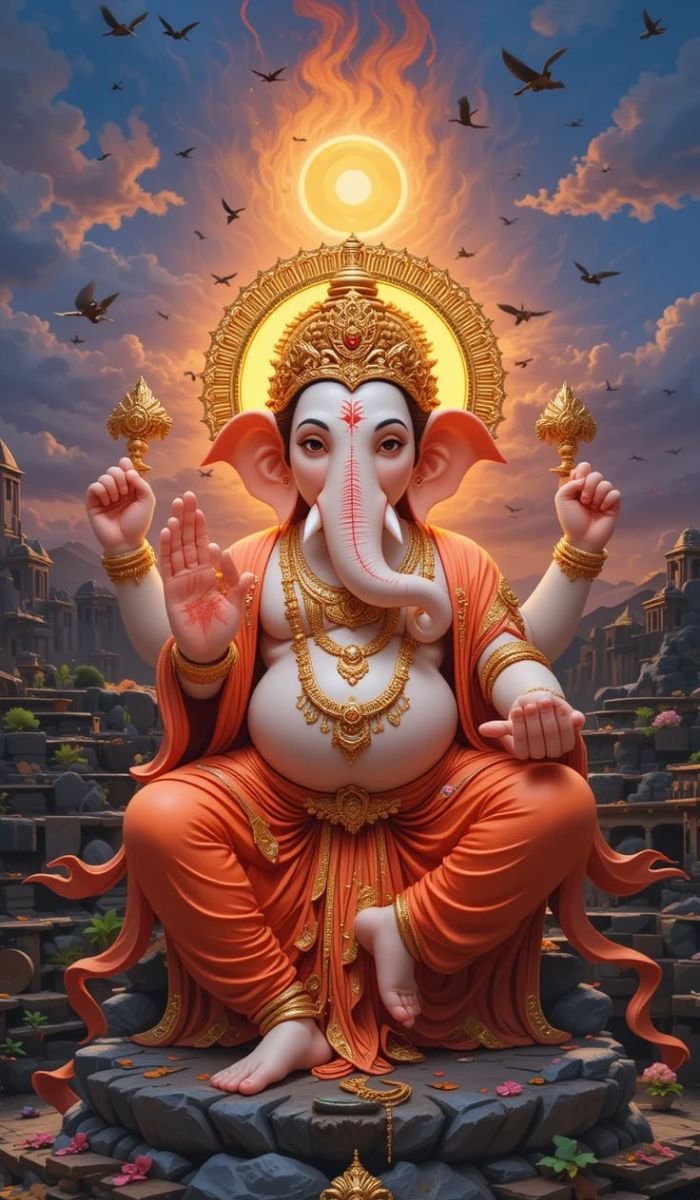 ganpati photo dp with diya aesthetics